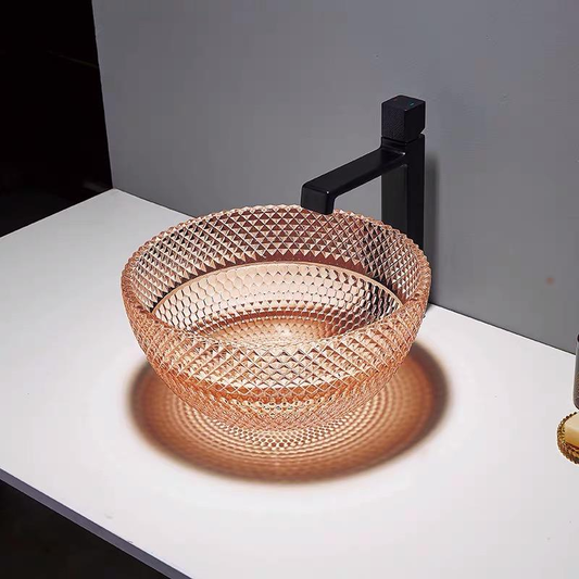 Rose Gold Diamond Cut Glass Sink