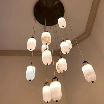 Handcrafted Alabaster Pendant Light with Brass