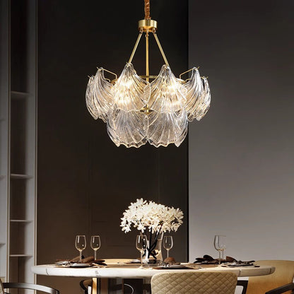 Living Room Copper Glass Shell Chandelier