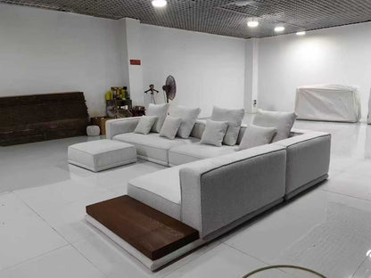 Light Gray L-Shaped Sectional Sofa with Ottoman
