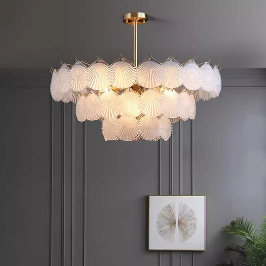 French Artistic Glass Shell Chandelier