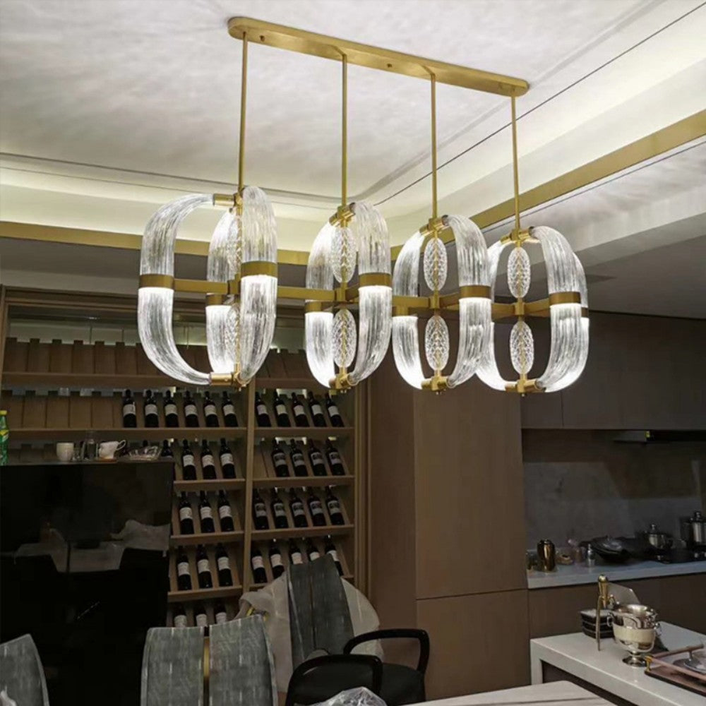 Modern Hall Glass Metal Chandelier