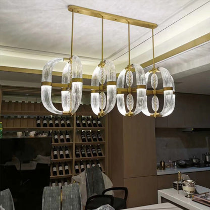 Modern Hall Glass Metal Chandelier