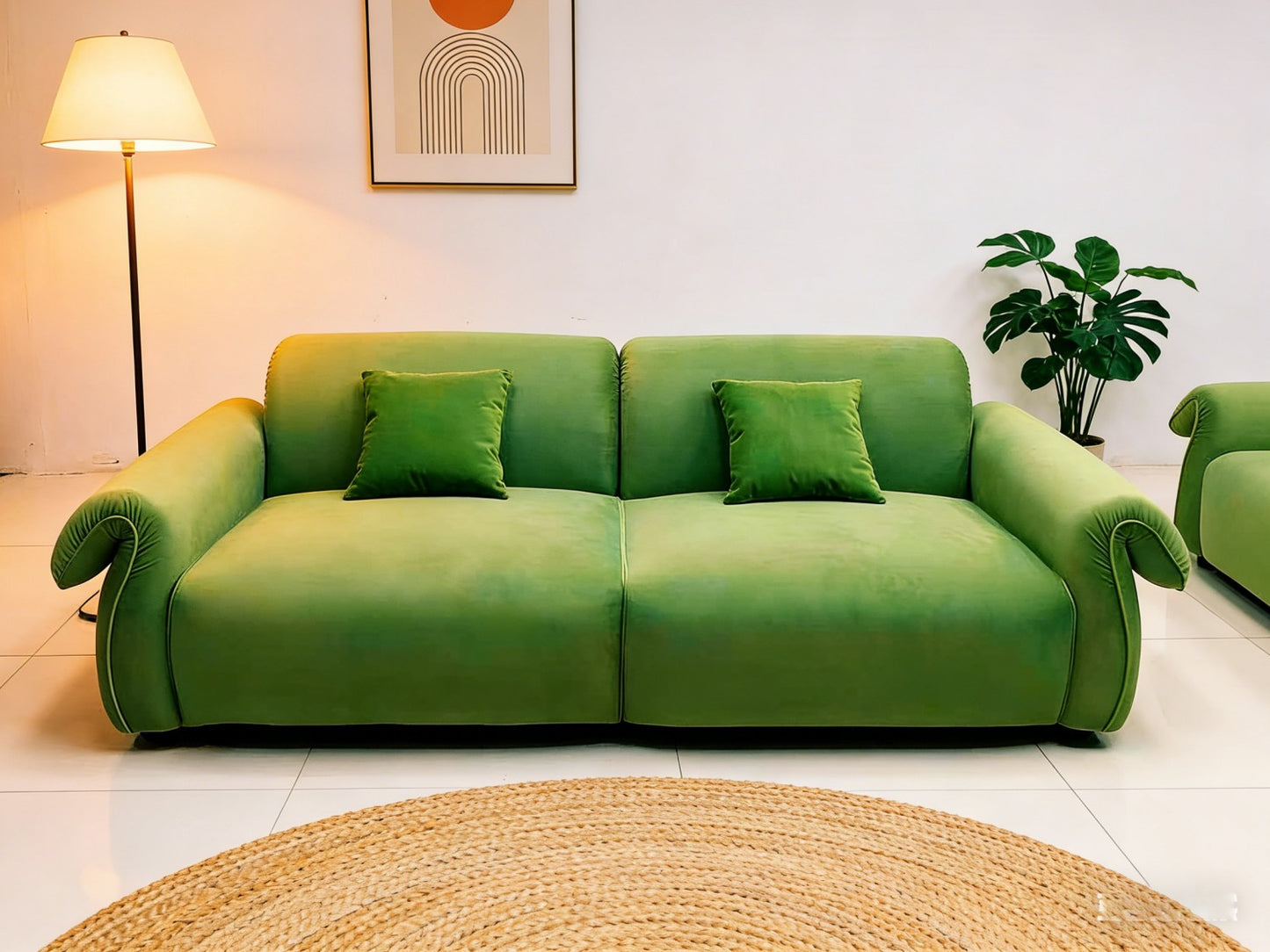 Green Velvet 2‑Seater Sofa Couch