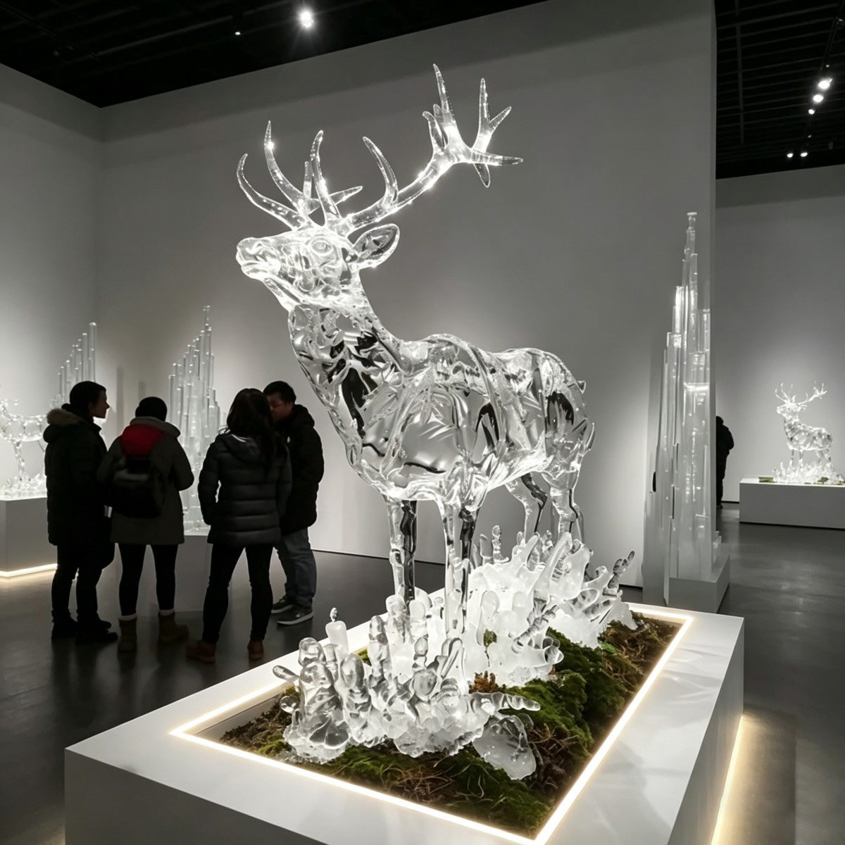 Ice Texture Deer Sculpture