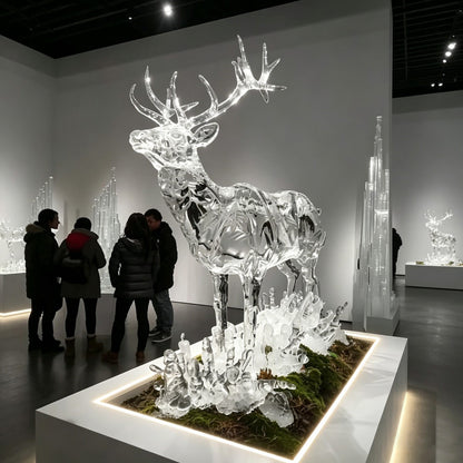 Ice Texture Deer Sculpture