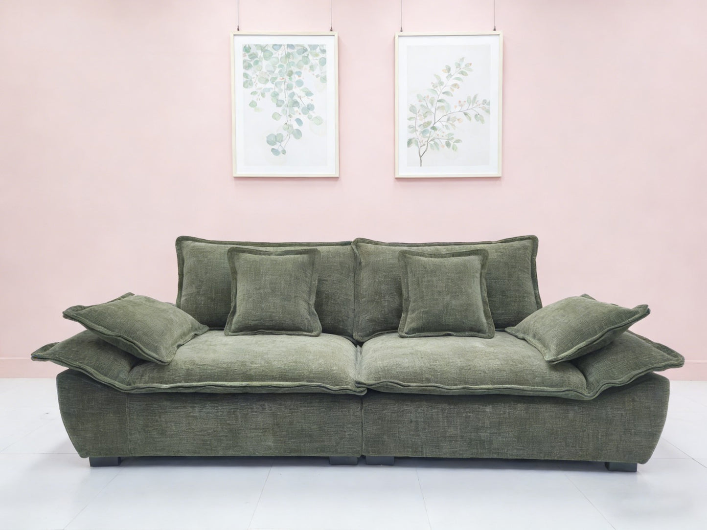 Olive Green Cloud Fabric Sofa