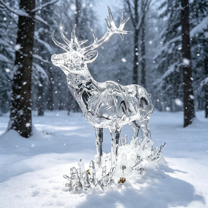 Ice Texture Deer Sculpture
