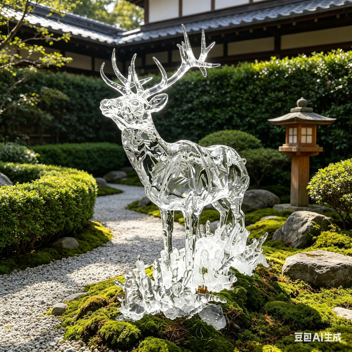 Ice Texture Deer Sculpture