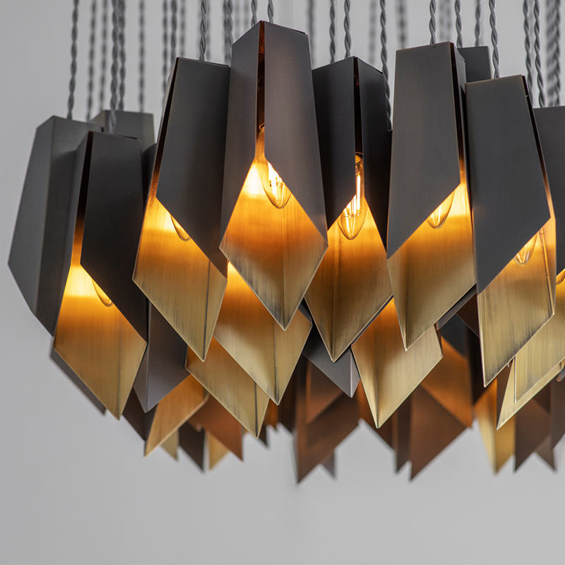 Modern Art Deco Bronze Chandelier