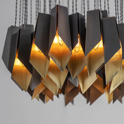 Modern Art Deco Bronze Chandelier