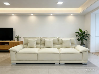 Large 3‑Seater Leather Look Sofa