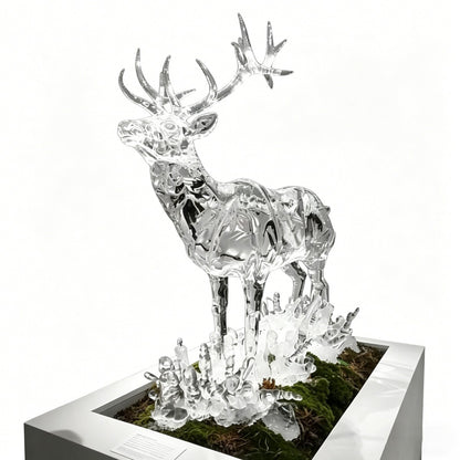 Ice Texture Deer Sculpture