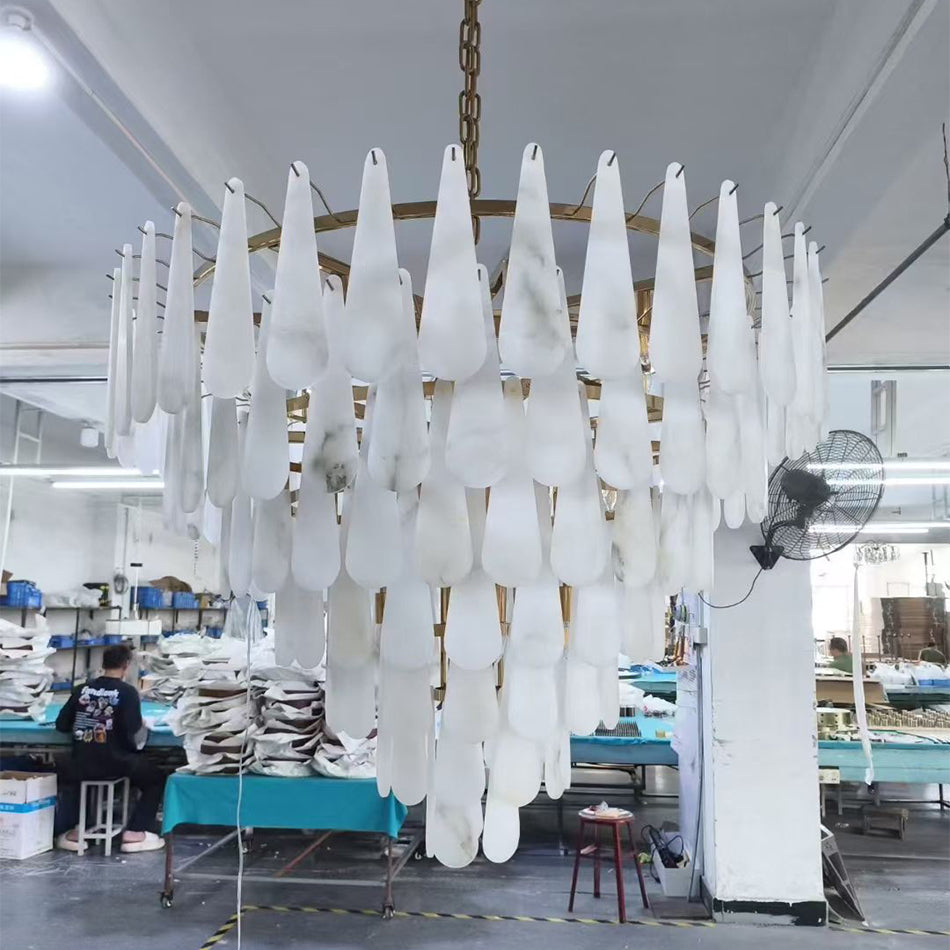 Alabaster Chandelier Light for Staircase