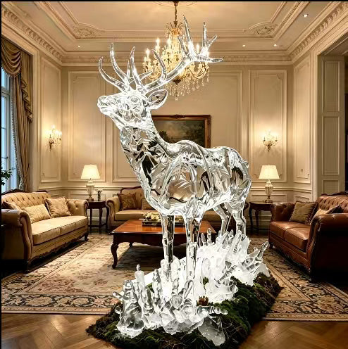 Ice Texture Deer Sculpture