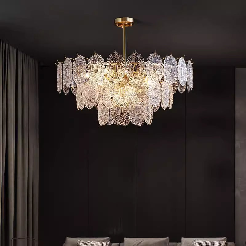 Living Dining Brass Glass Chandelier