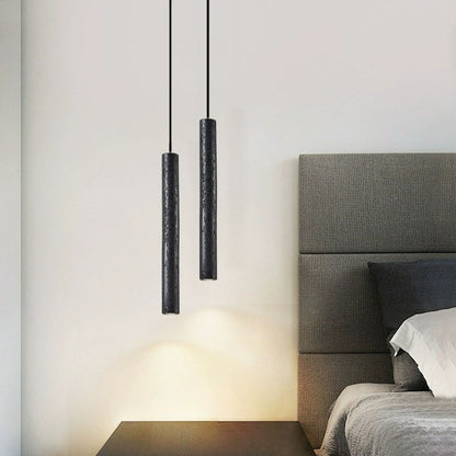 Black Stone & Travertine LED Hanging Light - American Decor for Restaurant/Desk/Bedside