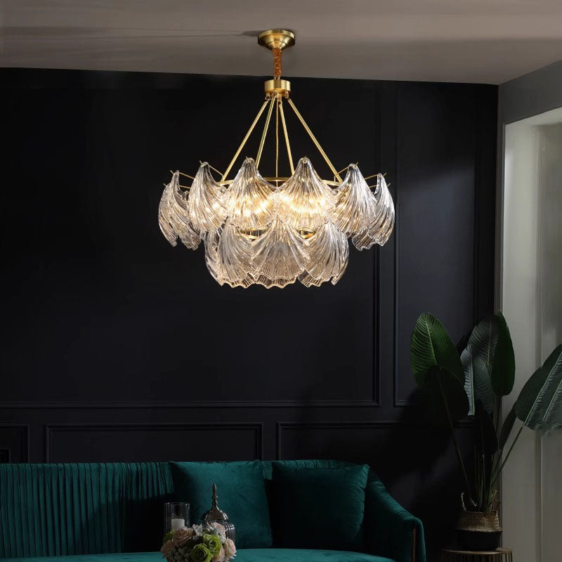 Living Room Copper Glass Shell Chandelier