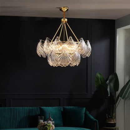 Living Room Copper Glass Shell Chandelier