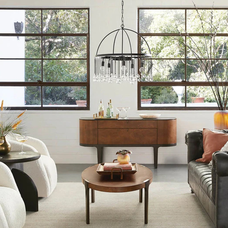 Modern Gold Round Crystal Pendant Lamp