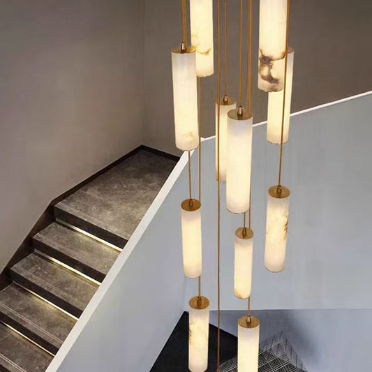 Alabaster Chandelier for Marble Duplex Staircase