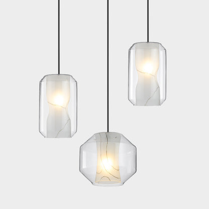Clear Wiring Alabaster Chandelier