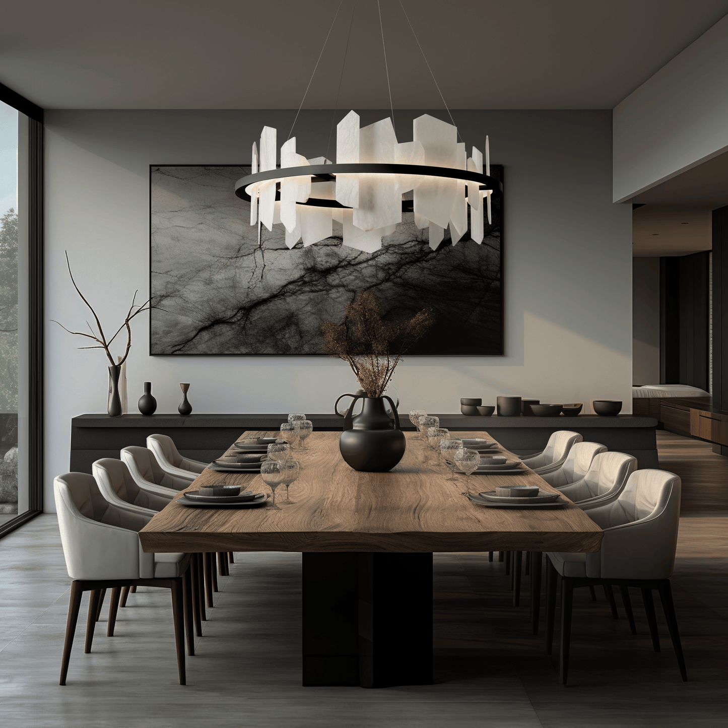 Natural Alabaster Chandelier for Dining Room