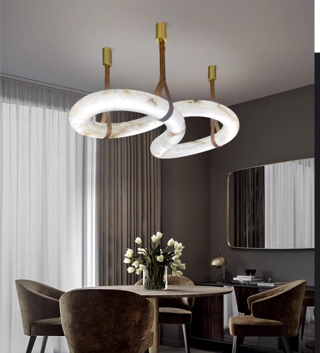 Spanish Alabaster Chandelier Ceiling Light