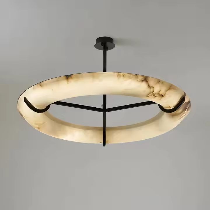 Round Alabaster Chandelier for Kitchen Island