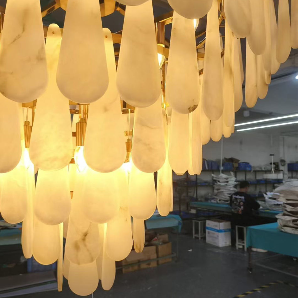 Alabaster Chandelier Light for Staircase