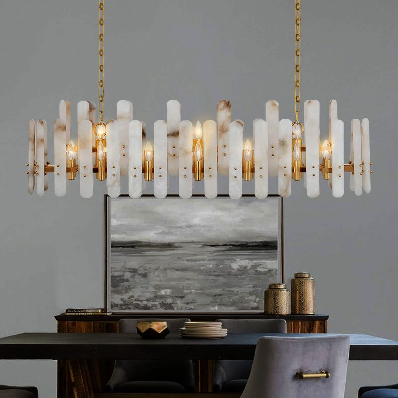 Alabaster Chandelier for High Ceiling