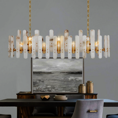 Alabaster Chandelier for High Ceiling