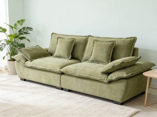 Olive Green Cloud Fabric Sofa