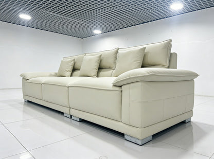 Large 3‑Seater Leather Look Sofa