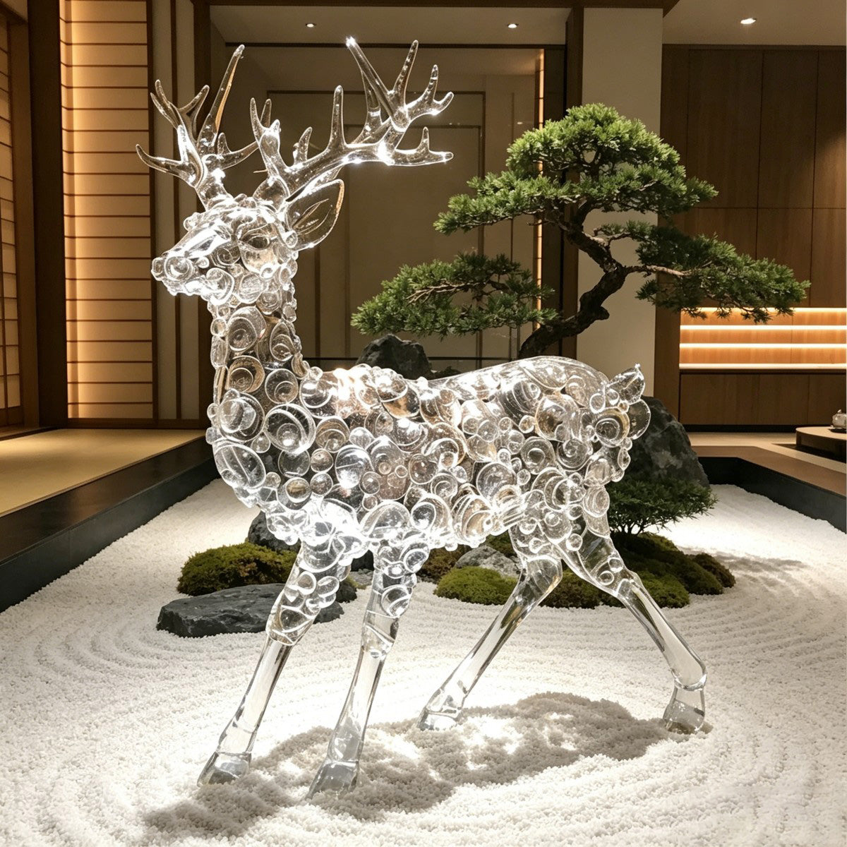 Ice Texture Deer Sculpture