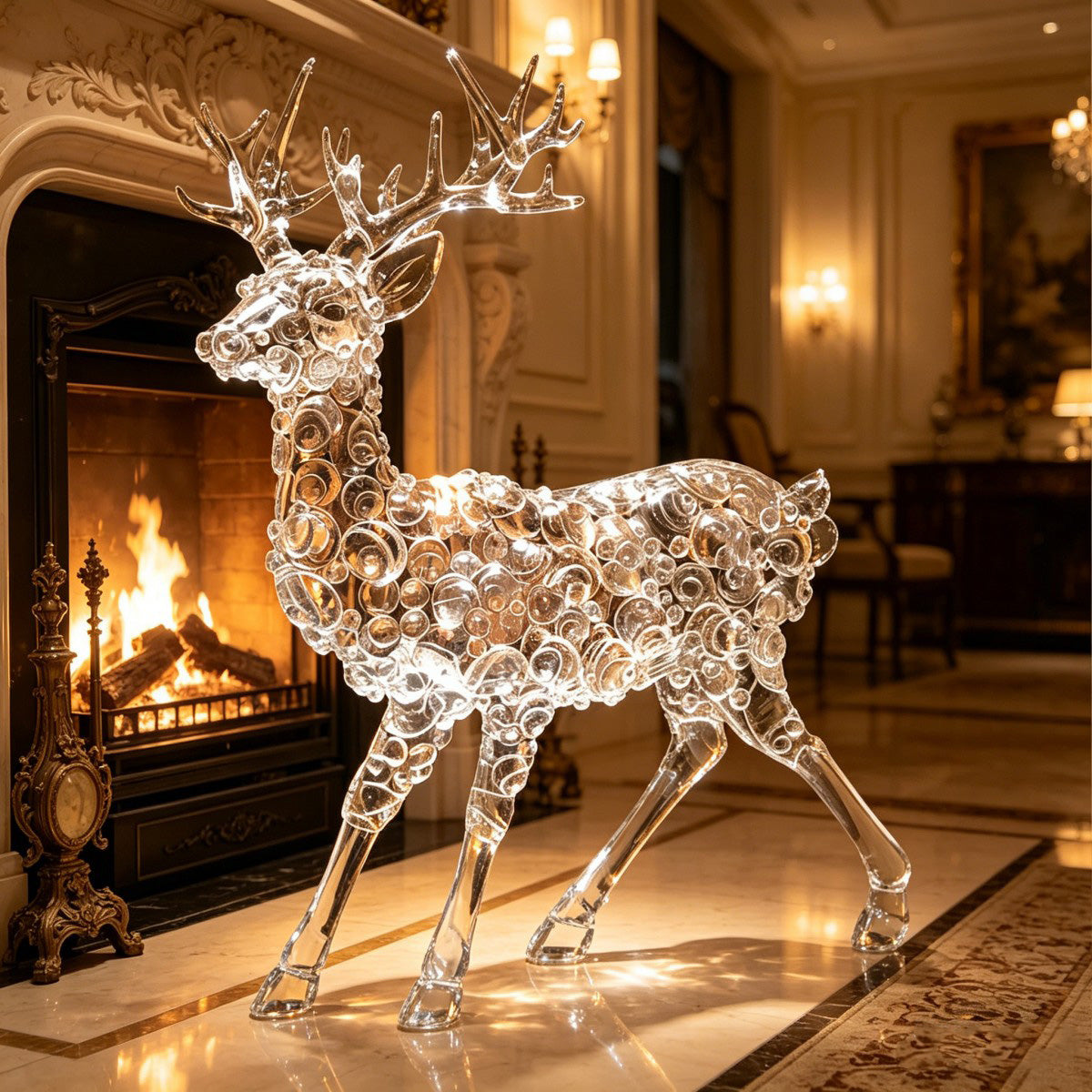 Ice Texture Deer Sculpture