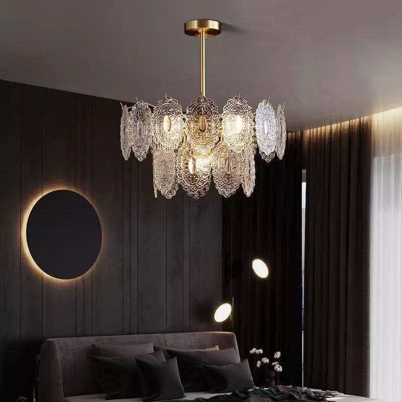 Living Dining Brass Glass Chandelier