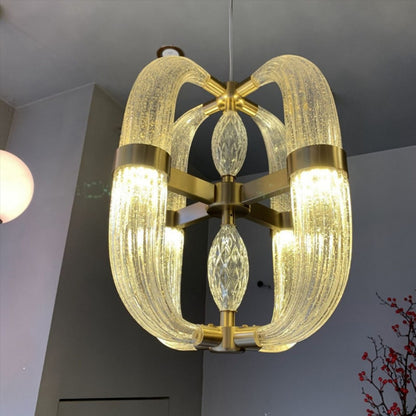 Modern Hall Glass Metal Chandelier
