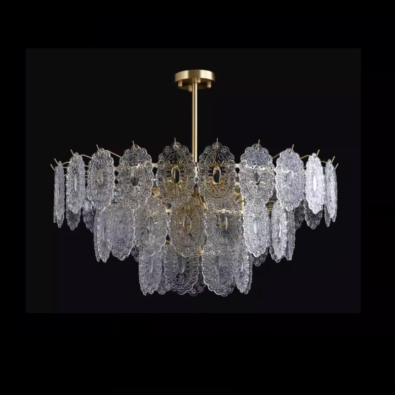 Living Dining Brass Glass Chandelier
