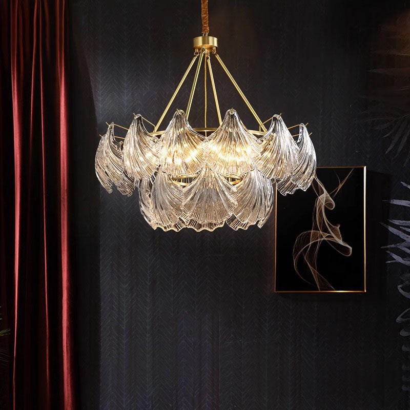 Living Room Copper Glass Shell Chandelier