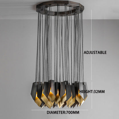 Modern Art Deco Bronze Chandelier