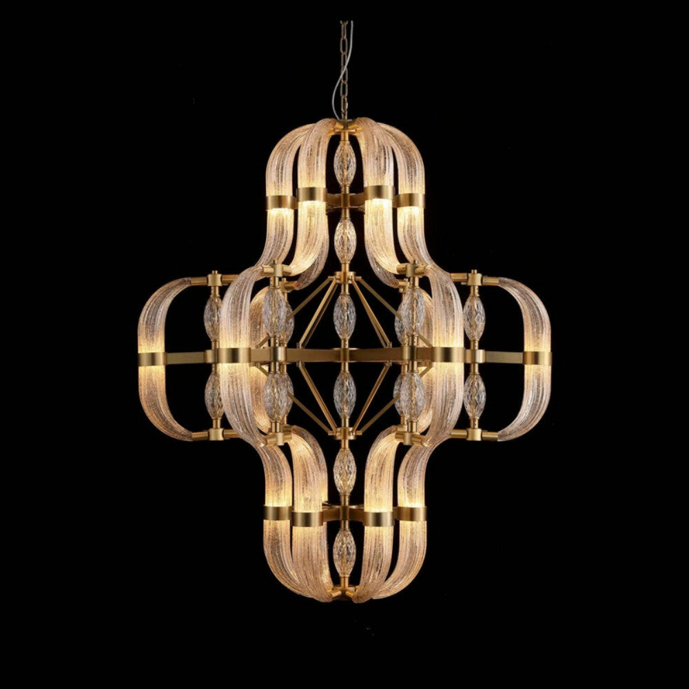 Modern Hall Glass Metal Chandelier