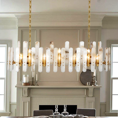Alabaster Chandelier for High Ceiling