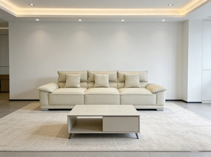 Large 3‑Seater Leather Look Sofa