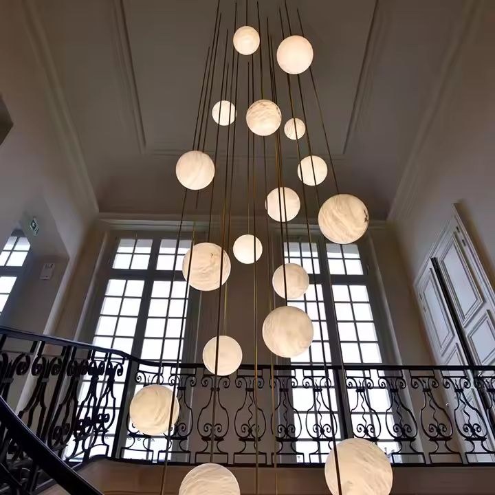 Spanish Alabaster Bubble Ball Pendant Light