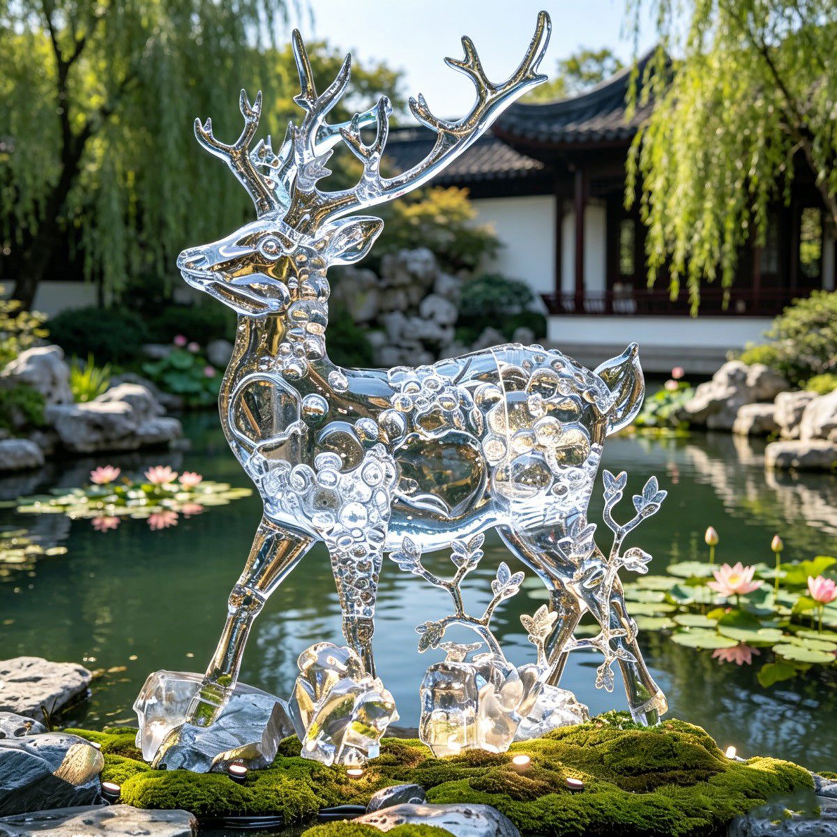 Transparent Bubble Deer Sculpture