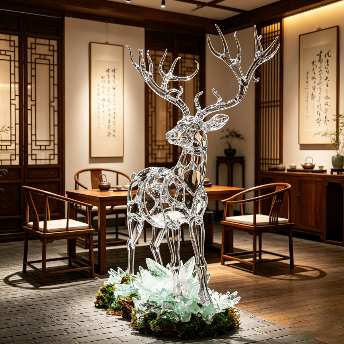 Transparent Deer Art Sculpture