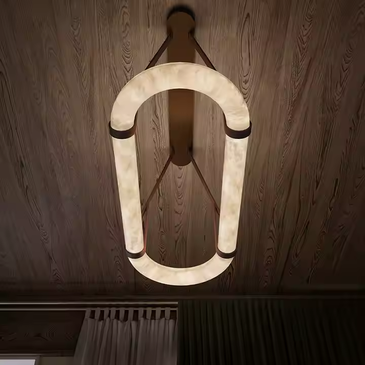Alabaster Chandelier for Marble Duplex