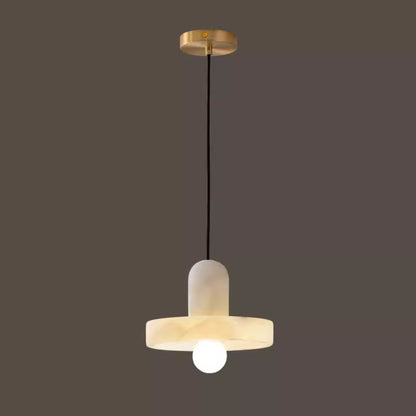Alabaster Bubble Pendant with Brass Accents