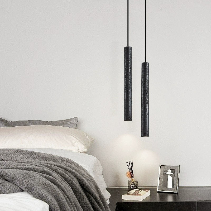 Black Stone & Travertine LED Hanging Light - American Decor for Restaurant/Desk/Bedside